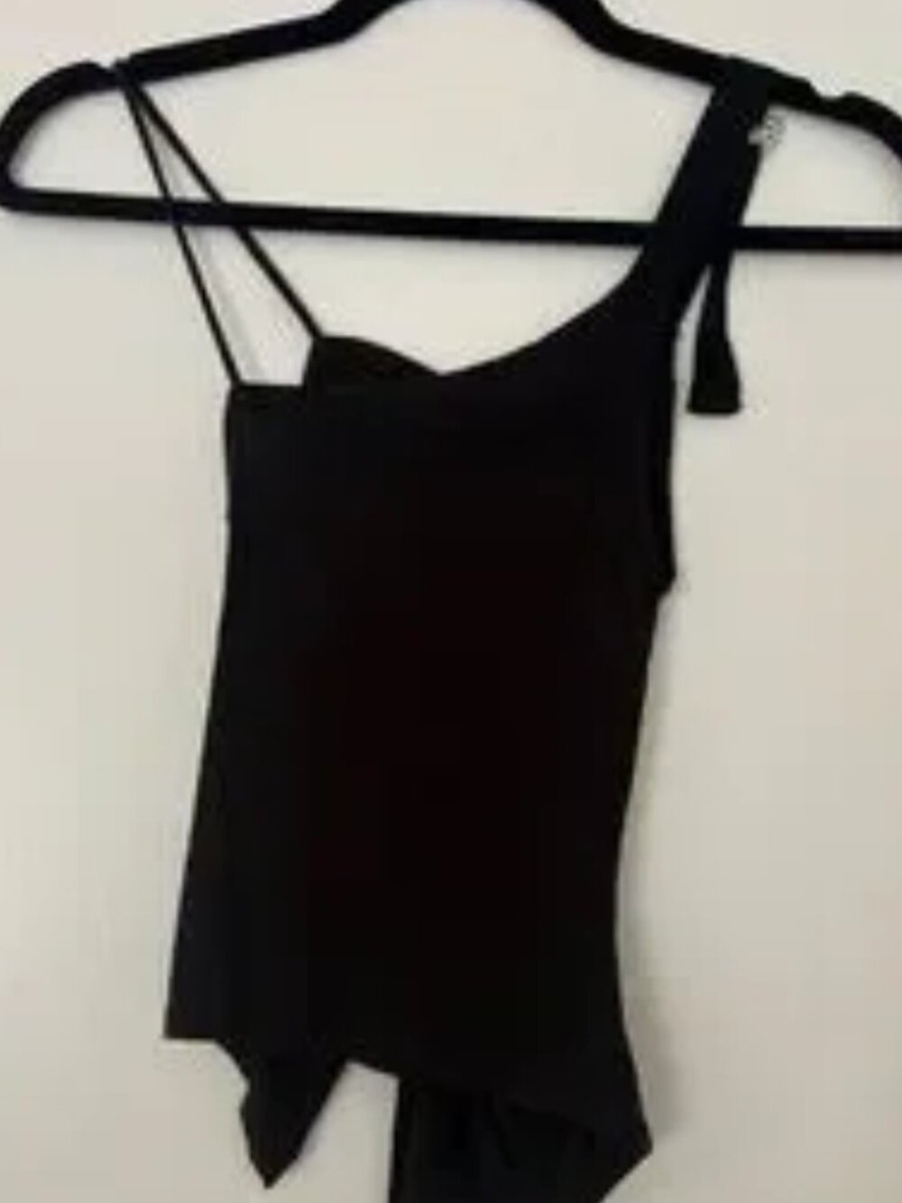 Black One-Shoulder Asymmetrical Ruched Top